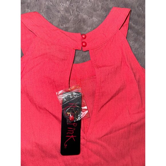 Its Pink Womens Sleeveless Coral Top With Lace Detail Size M Polyester & Spandex - Picture 3 of 7